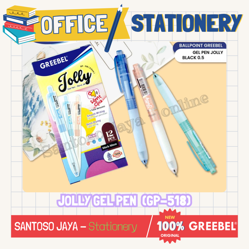 

Bolpen - Pulpen Pena Jel JOLLY GREEBEL - GREEBEL JOLLY Gel Pen 0.5 mm - GP-518