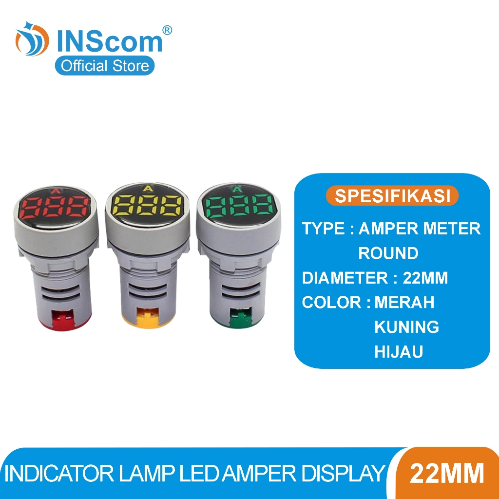 PILOT LAMP LED AMPERE METER ROUND 22MM / INDICATOR LAMPU DIGITAL BULAT