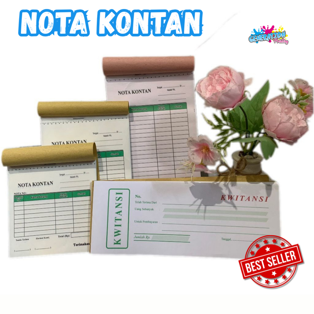 

nota kontan full color ukuran sedang 1/4 1/3 1/6 dan kwitansi polio d grafika