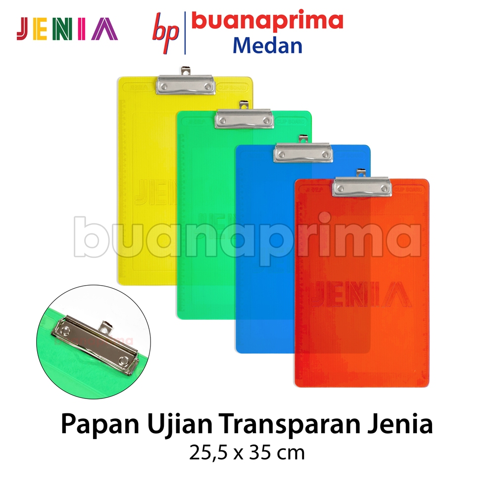 

PAPAN UJIAN TRANSPARAN JENIA Folio Papan Jalan Warna Clipboard Alas Plastik Mika F4