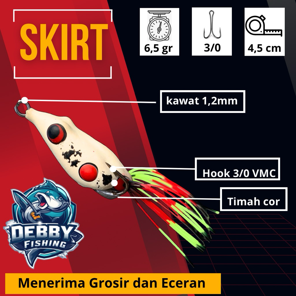 Debby Fishing Soft frog skirt timah cor berdiri ukuran besar 4,5 cm berat 6 gram, umpan tiruan manci