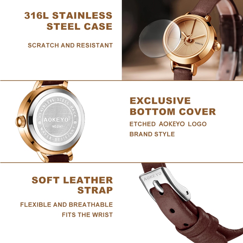 MURAH AOKEYO W228 JAM TANGAN WANITA BARU ORIGINAL KOREA DESIGN KECIL WANITA JAM TANGAN WANITA KULIT