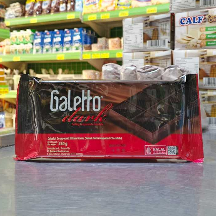 

COKLAT BATANG GALETTO / DARK CHOCOLATE COMPOUND GALETTO - 250 GRAM