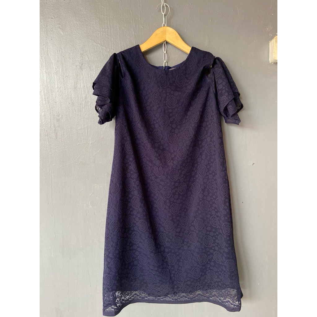 dress brokat navy