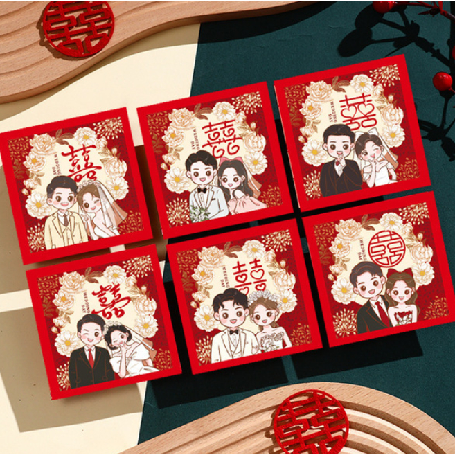 

De Gift Shop Angpao Pernikahan Glitter | Hong Bao Shuang Xi | Amplop Merah Pernikahan Glitter (1set terdapat 6 motif berbeda)