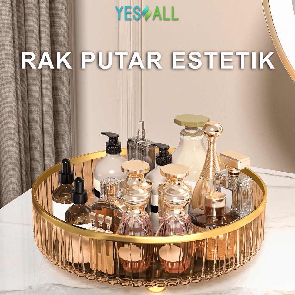 KODE V96X YESALL Rak Kosmetik Aesthetic Tempat Make Up  Amber Gold Aesthetic Tray Minum SNX85
