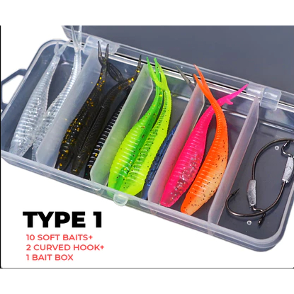 Umpan Soft Lure 1set Soft Bait Fishing Lure Umpan Pancing Gabus Umpan Lembut, SET 1=10 soft lure
