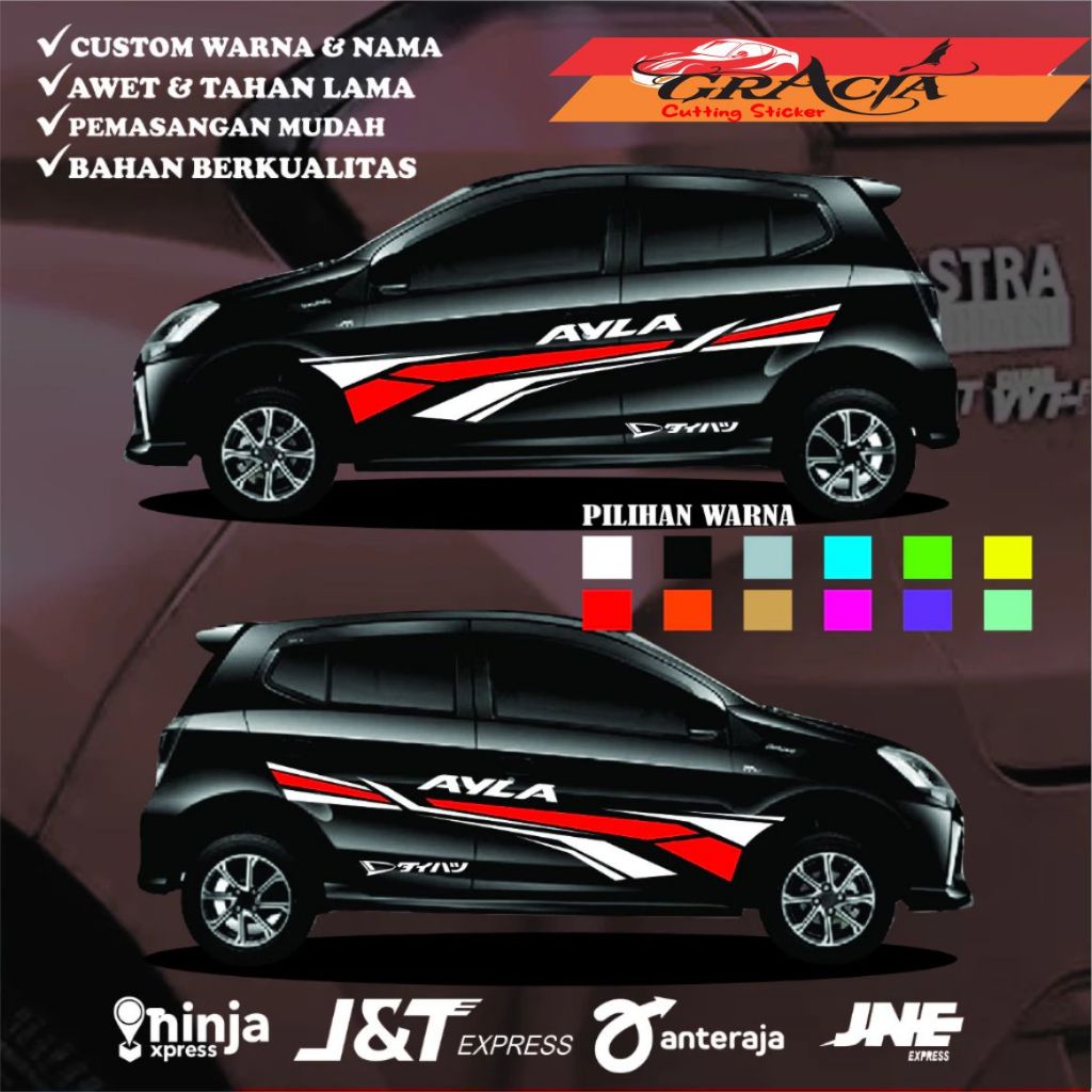 STICKER STIKER DAIHATSU AYLA STICKER BODY SAMPING MOBIL AYLA TERBARU