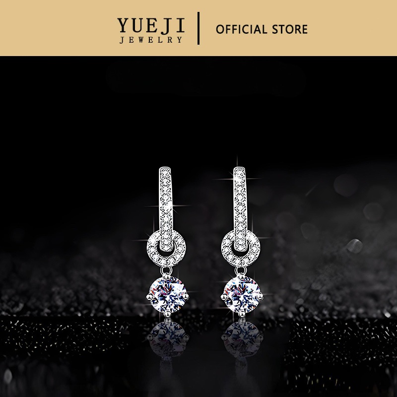 【YUEJI Jewelry】 Anting Wanita Silver 925 - Model Korea 2 Gaya, Moissanite Pave Mewah​ Berlian Pave L