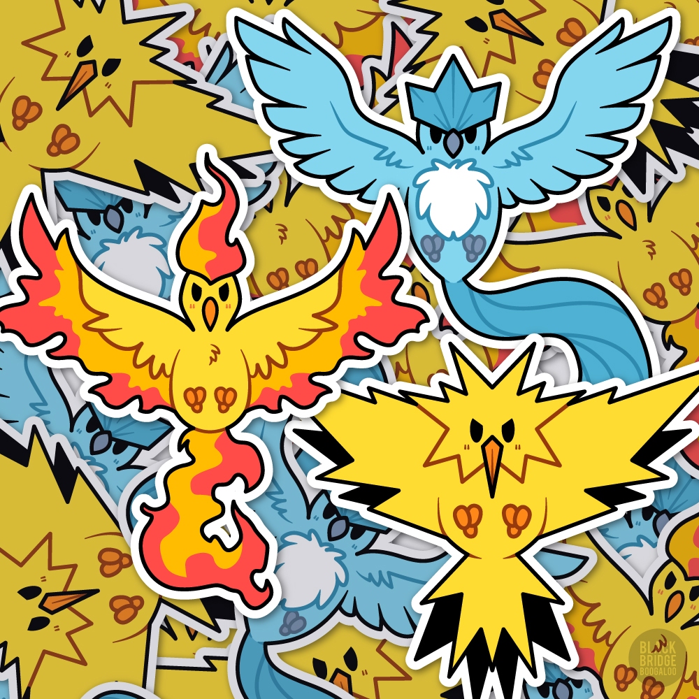 

Legendary Birds Sticker Pack | Stiker Pokemon Berbahan Vinyl - 3 pcs
