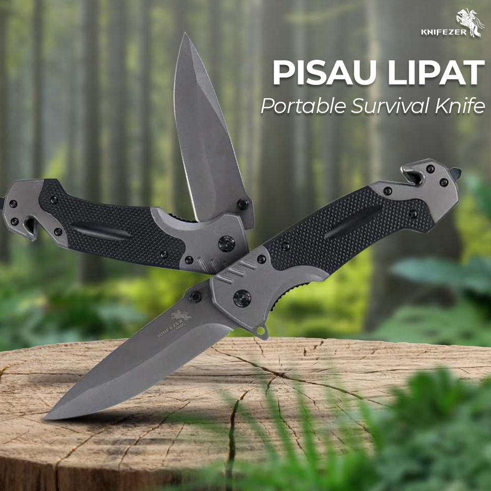 Alat Potong Outdoor Doom Blade Folding Knife Survival Tool 44C 58HRC Knifezer KODE D8G8