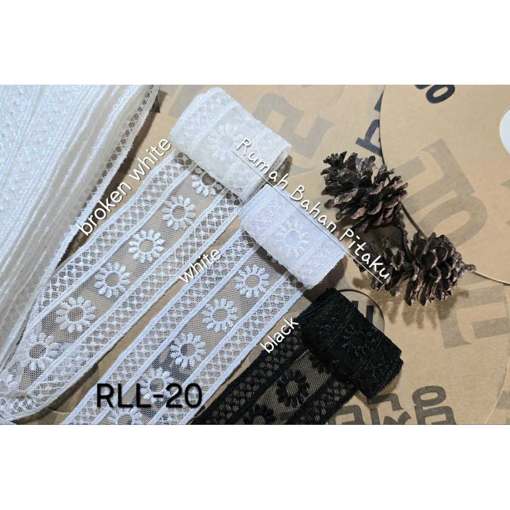 HARGA per-YARD (=90 CM), RENDA TILE LEBAR 5,3CM, RENDA TULLE, RENDA BORDIR, PASHMINA, MUKENA, DRESS 