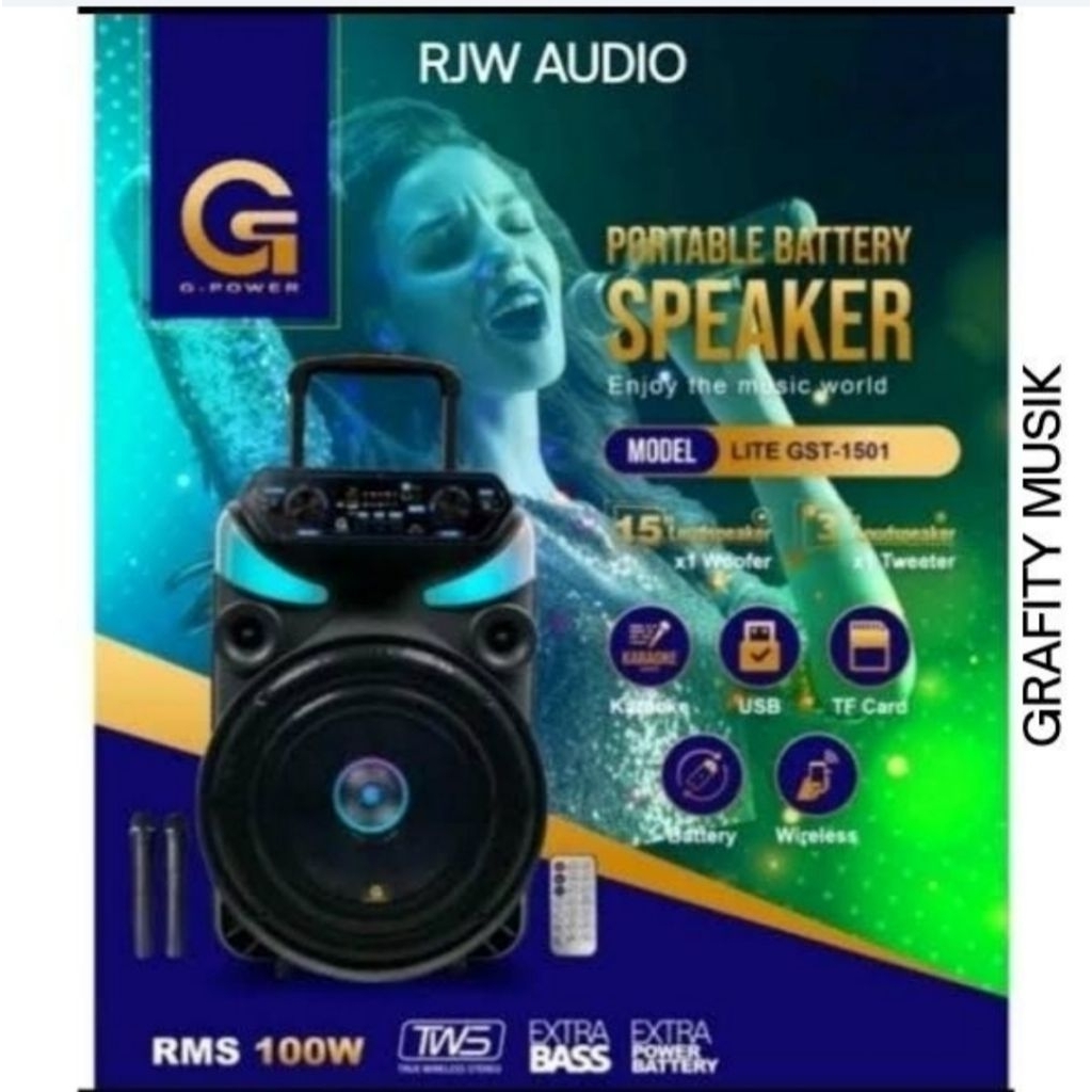 Speaker Portable G-Power GST-1501 LITE Speaker Aktif Bluetooth Portable 15" inch GST-1501 LITE