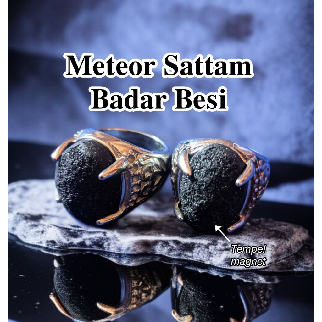 Cincin Batu Meteor Sattam Badar Besi Tempel Magnet