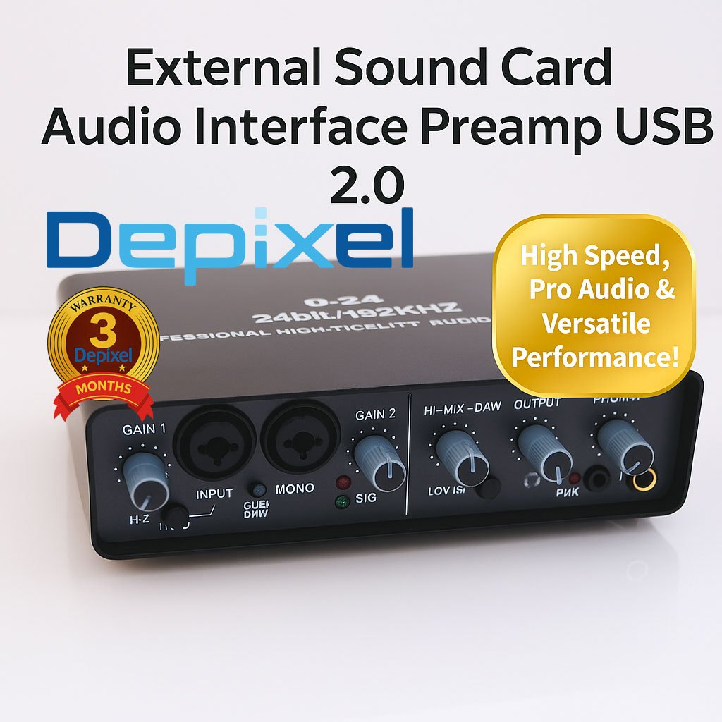 External USB Soundcard Modul Audio Interface Preamp 2.0 High Speed Pro Audio Versatile Performance