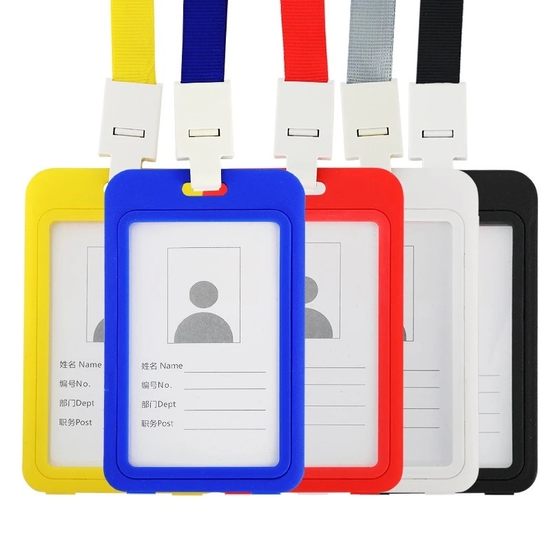 

Name Tag Id Card Transparant Gantungan Kartu Nama Plastik Motif Polos Warna Warni Tanda Pengenal