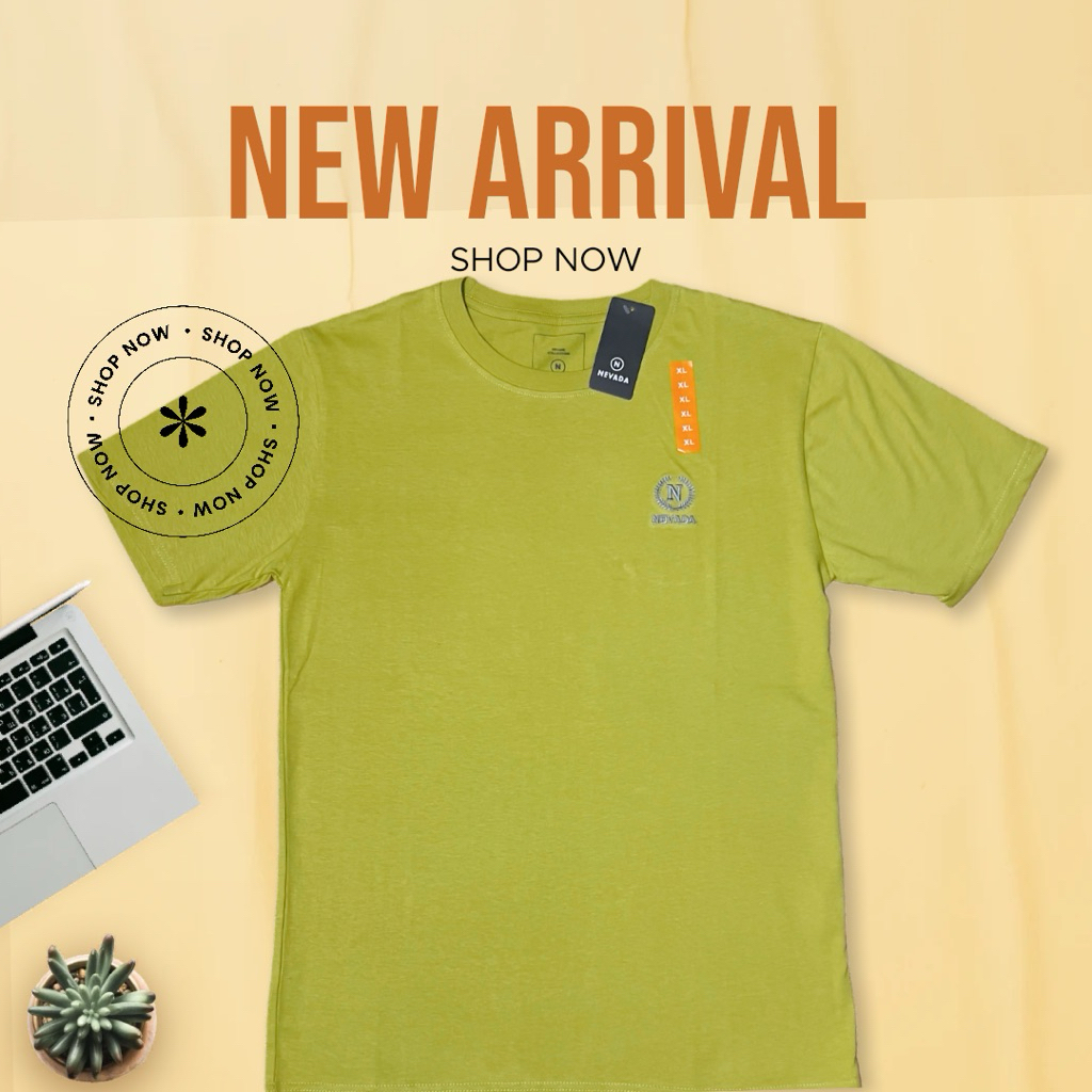 Kaos pria warna hijau lemon bahan katun / kaos pria warna lime / kaos pria nevada 100 % cotton / kao