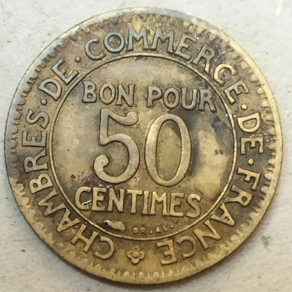 uang koin Perancis kuno 50 centimes 1925