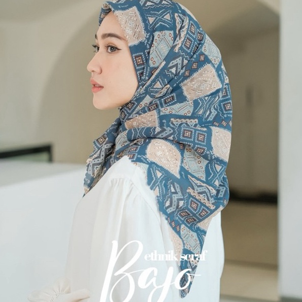 Kekinian Koyu Hijab Segi Viney Jepang Scraft Ethnik Bajo
