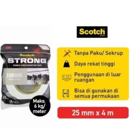 

Double Tape 3M Scotch Strong Indoor Ideal For Paint Mounting 110-M25