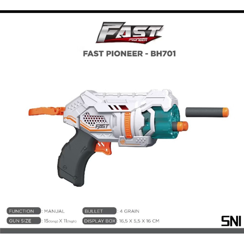 Fast Pioneer Manual Soft Bullet Gun Toy / Mini Glock 4darts / Pistol Mainan Anak / Tembak Tembakan P