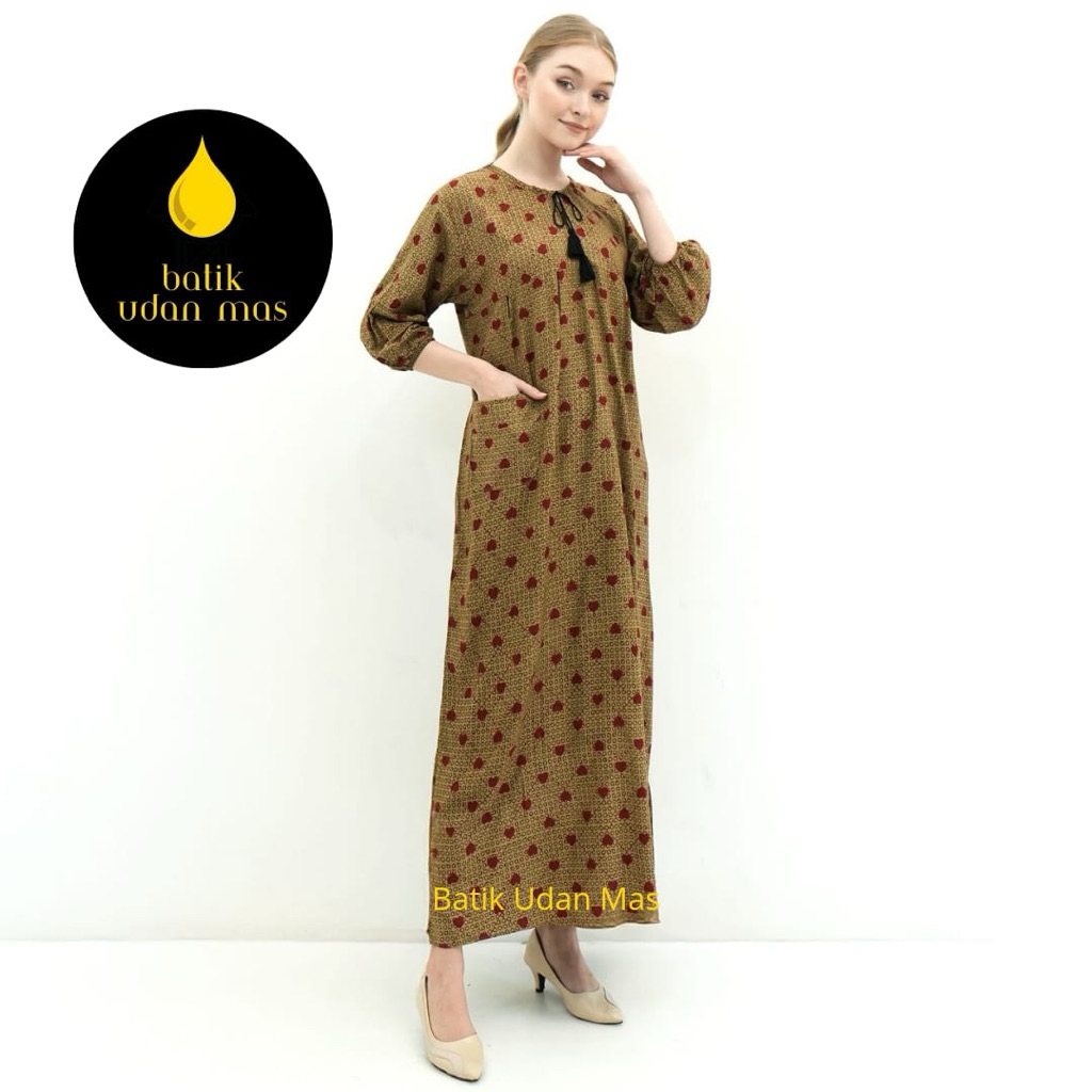 Batik udan mas-Dress Evelia Bahan Rayon premium/Gamis Evelia kekinian/Dress Jumbo Oversize