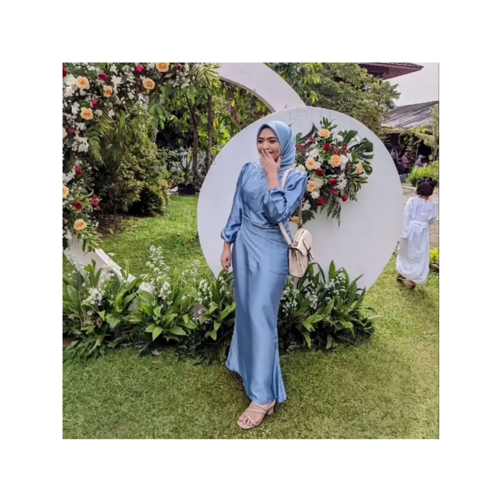 Vina Dress Kondangan|Gaun Kondangan Rok Duyung|Gaun Pesta Moderen|Dress Satin