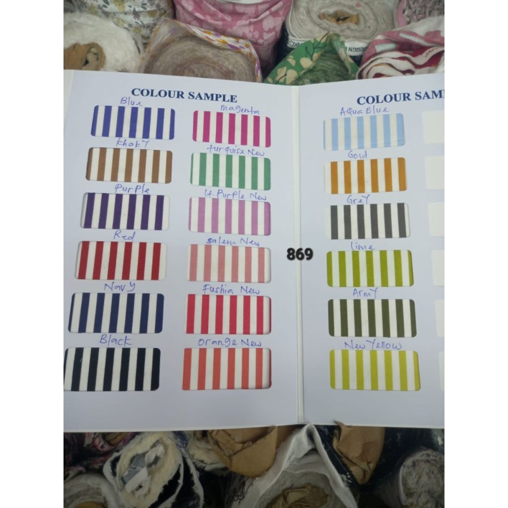 KAIN METERAN KATUN JEPANG STRIPE SALUR DASAR PUTIH