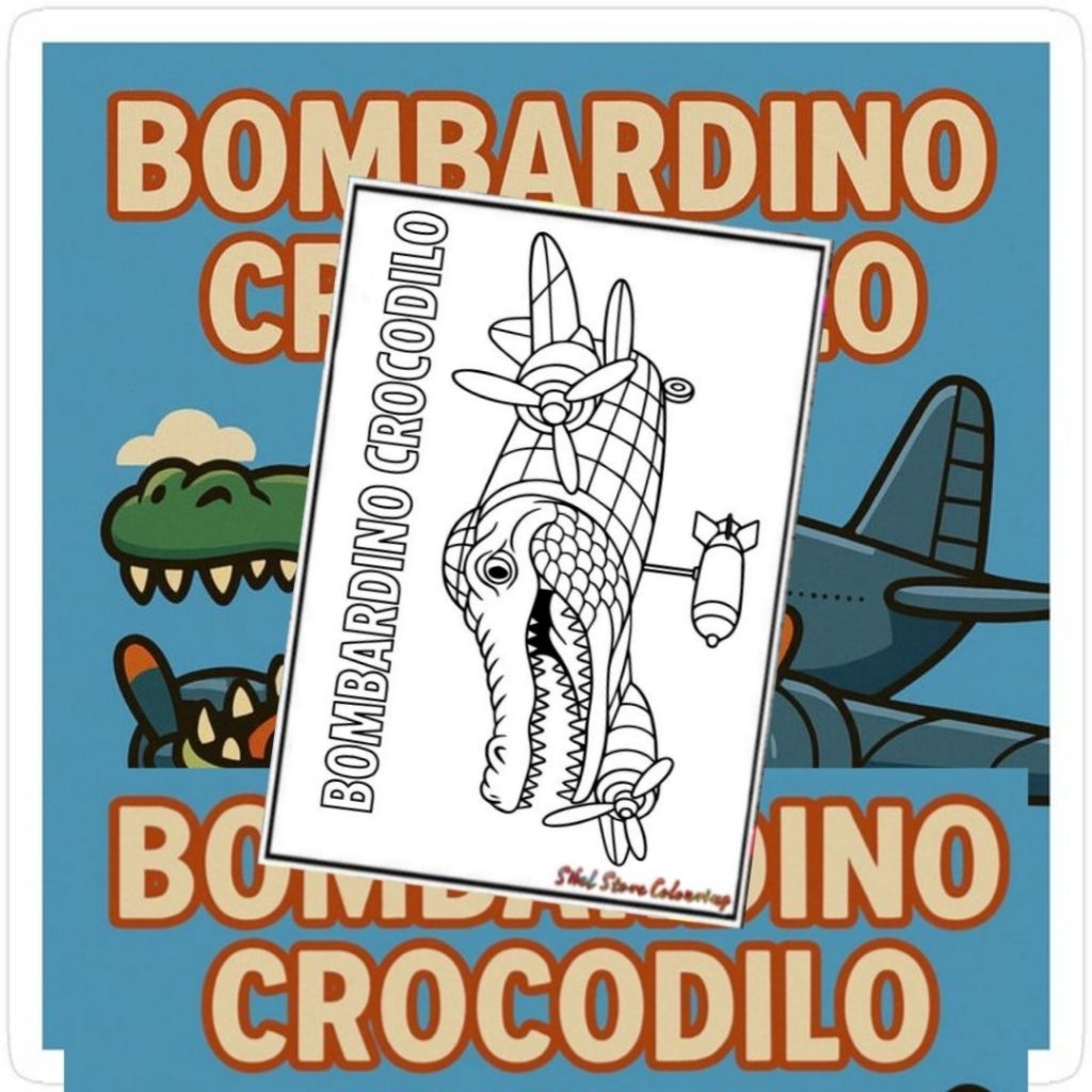 

Kertas Mewarnai Tema Bombardino Crocodillo isi 15 Lembar / Anomali / Italian Brainrot / Kertas Mewarnai Anak TK / PAUD / SD