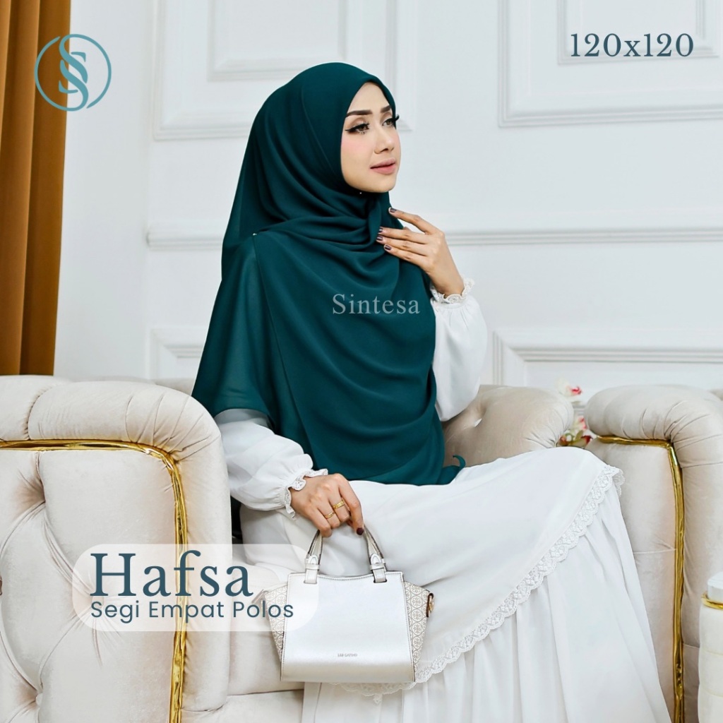 HAFSA 120X120 - Hijab Segi Empat Polos 120x120 Hijab Ceruty Standar Jilbab Segiempat Polos