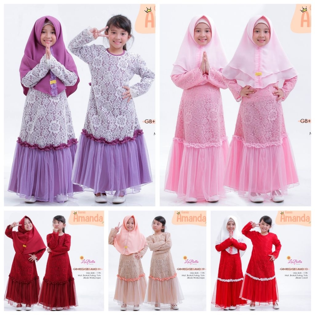 Gamis Brokat Amanda Labella baju pesta cantik brokat merah putih kemerdekaan ready  samarinda gamis 