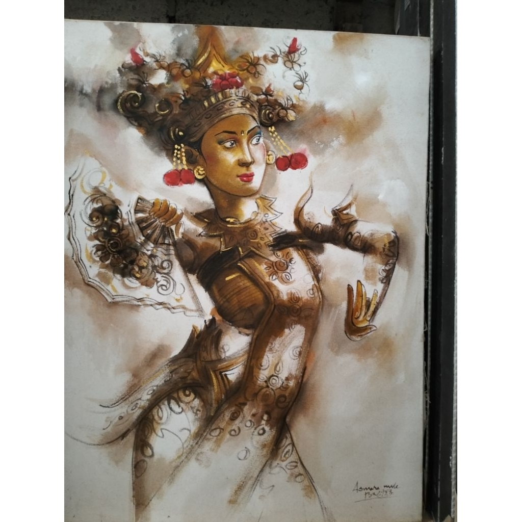 lukisan penari bali // lukisan asli // hiasan dinding // dekorasi