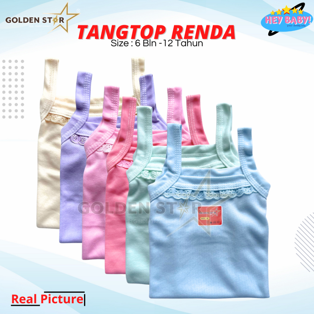 6 pcs tangtop anak perempuan 5 tahun merk GOLDEN STAR  / tanktop anak Renda / tangtop anak perempuan