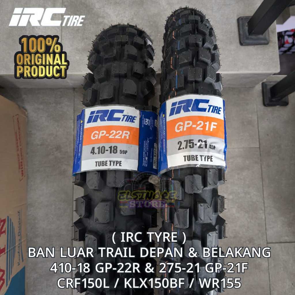 BAN LUAR TRAIL IRC 410-18/275-21 GP22R/GP21F 1 SET DEPAN DAN BELAKANG CRF150L/KLX150BF/WR 155 LINGKA