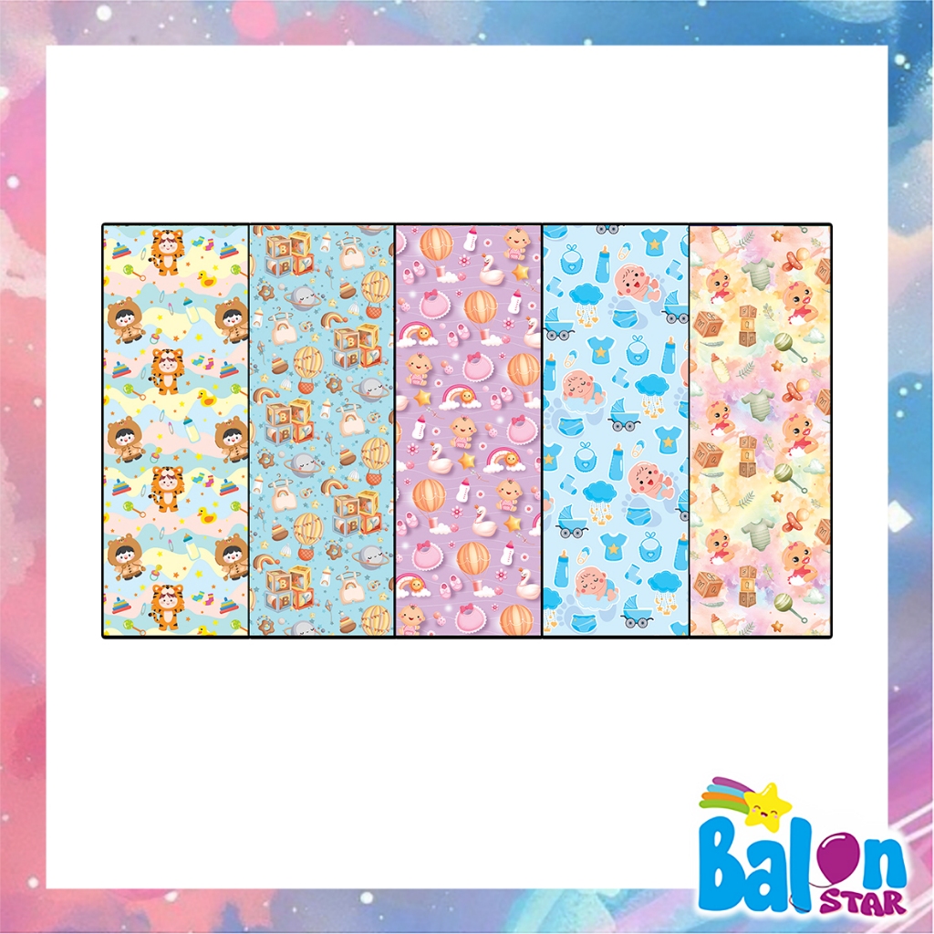 

Kertas kado Motif Baby 80gr/ kertas kado Anak / kertas kado Pita/ Motif Baby/ Kertas Kado Setara Sanwa Sansan Wawa