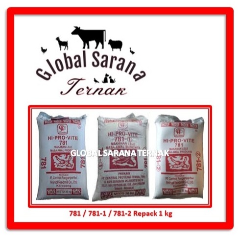 Pakan Pelet Ikan HIPROVITE 781 / 781-1 / 781-2 Repack 1 kg (Pakan Lele,Nila,Gurame)