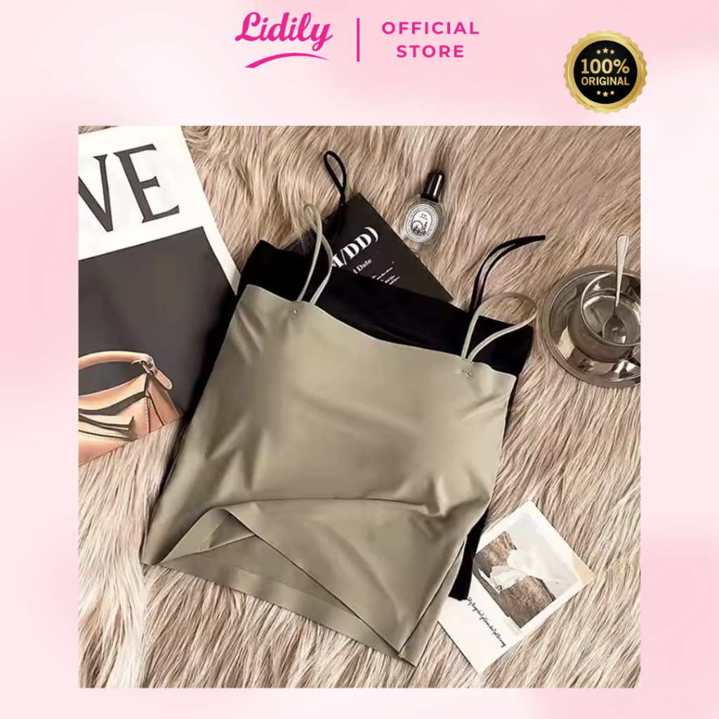 LIDILY - Atasan Kemben Tanpa Kawat Tali Spaghetti Lidily Crop Top Tanktop Seamless Tali Kecil AT-DDG