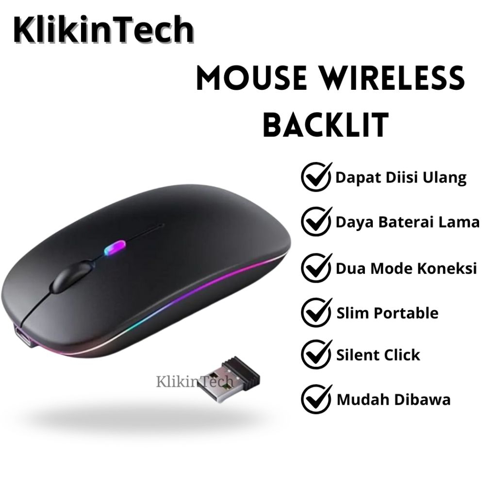Mouse Wireless Rechargeable Led RGB 2.4G+ Bluetooth Mouse 2 In1 Dual Mode Bluetooth & Wireless RGB R