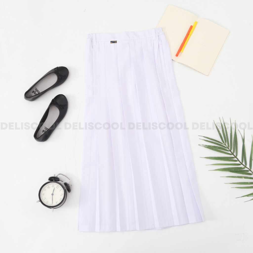 Deliscool Seragam Sekolah SD Rok Rempel Putih Panjang Bahan Premium Kualitas Lebih Baik | Rok Rempel