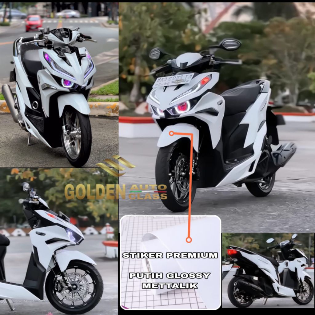 Stiker skotlet motor putih glossy sticker scotlet putih doff premium