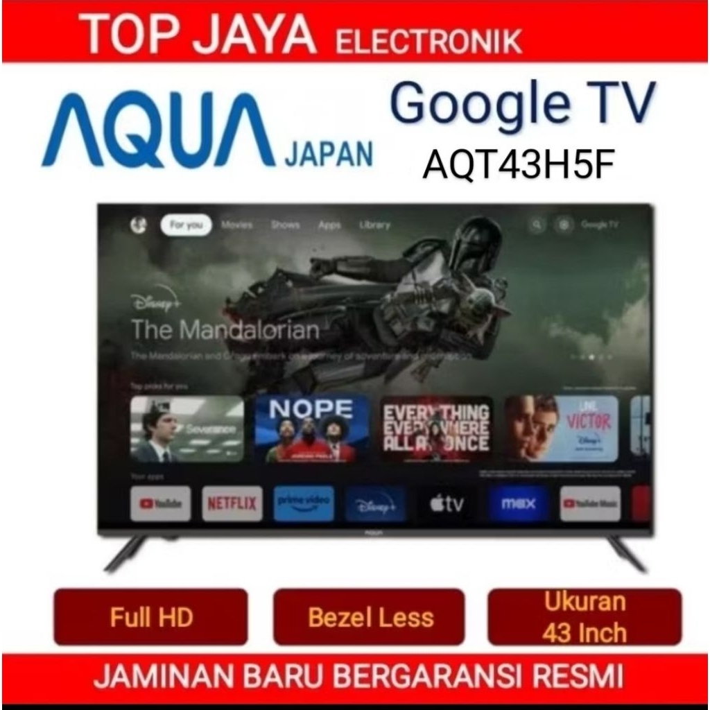 LED TV AQUA 43 INCH SMART ANDROID GOOGLE TV/AQUA GOOGLE TV 43 INCH AQT43H5F NEW SERIES
