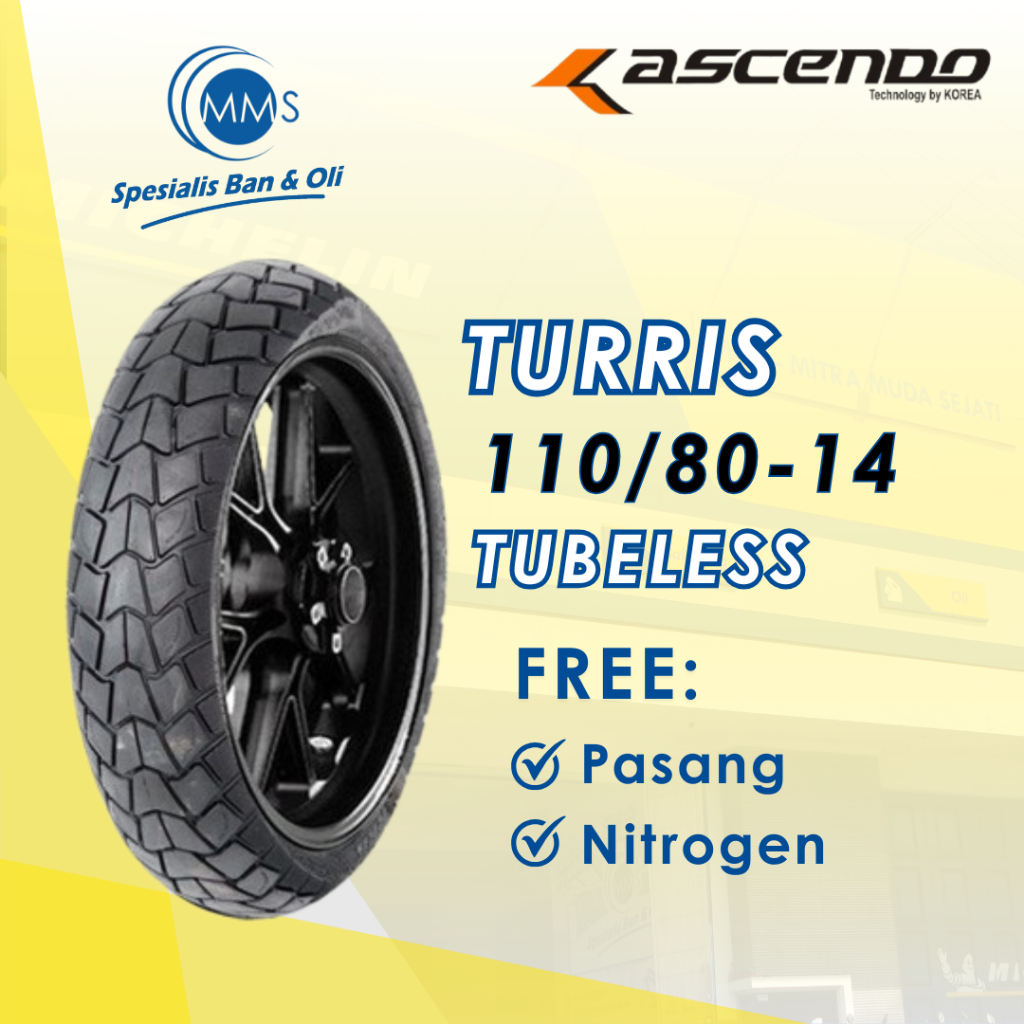 Ban Motor ASCENDO TURRIS Ring 14 110/80-14 Tubeless