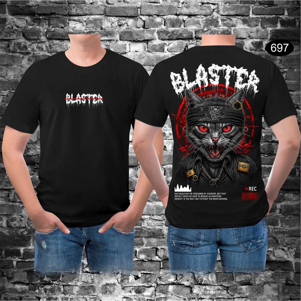 BAJU KAOS DISTRO T-SHIRT BLASTER CAT - ATASAN VIRAL WANITA PRIA KEKINIAN TERLARIS TERMURAH / 697