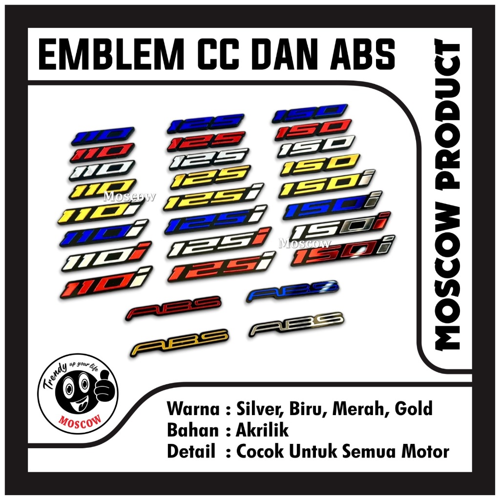 2pc Emblem CC  logo Timbul 3D Motor Akrilik NSA Emblem Cc  110 125 150 110-i 125-i 150-i ABS Besar M