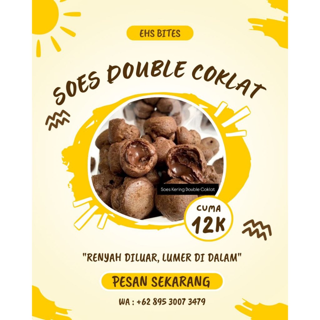 

KUE SOES DOUBLE COKLAT 100 GRAM / KUE SOES KERING DOUBLE CHOCO / EHS BITES