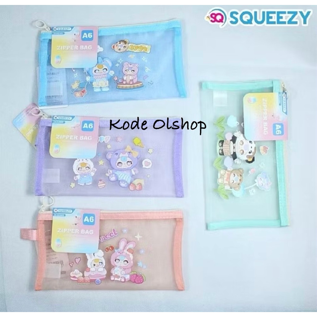 

Kode Atk - Zipper Bag Kecil A6 Squeezy Warna Gambar Kawai Gemas / Pouch Zipper Serbaguna Squeezy
