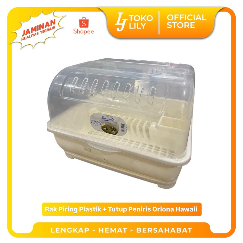 Rak Piring Plastik + Tutup Peniris Orlona Hawaii