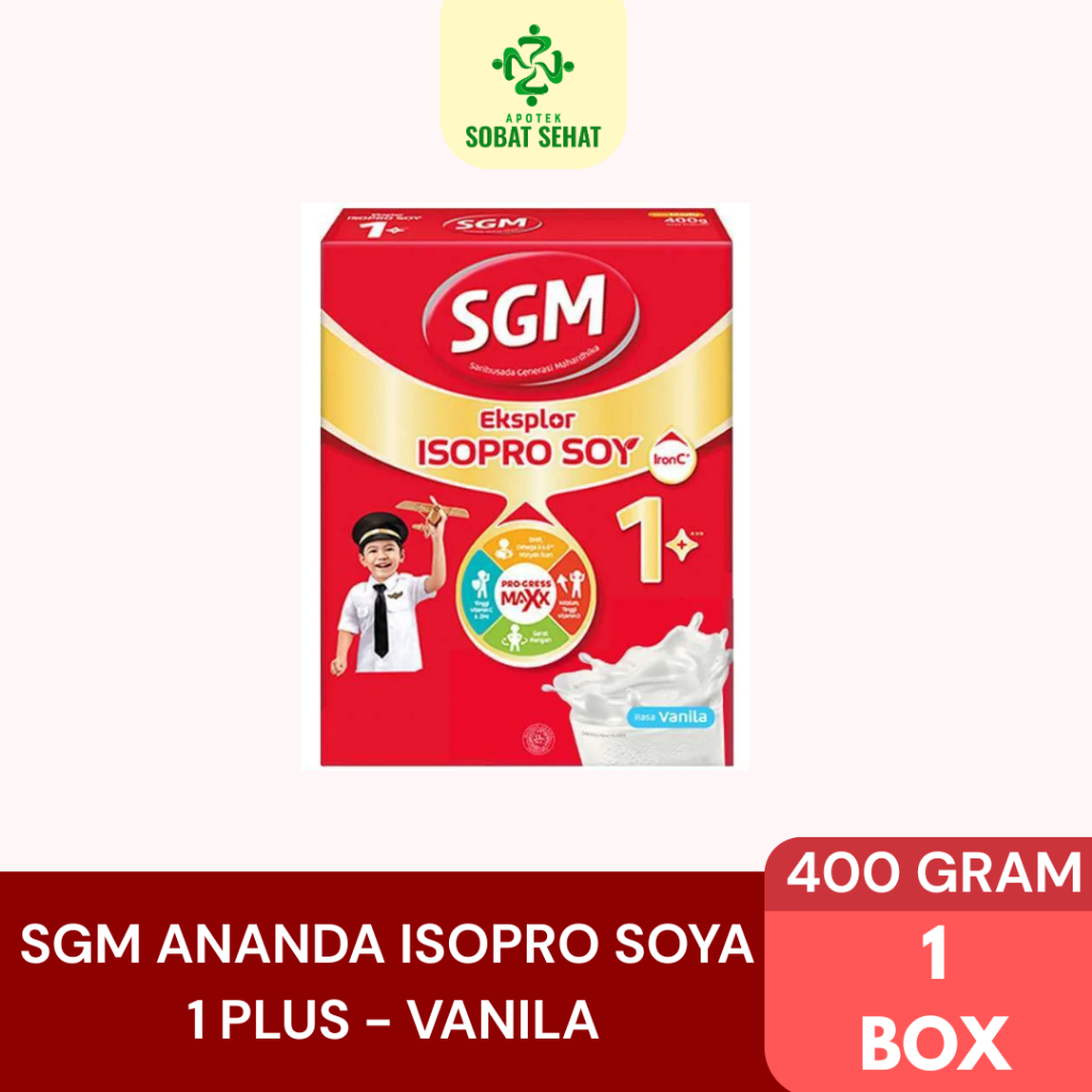

SGM Eksplor ISOPRO SOY 1+ (Susu Soya) Rasa Vanilla Untuk yang alergi susu hewani - 400 gram