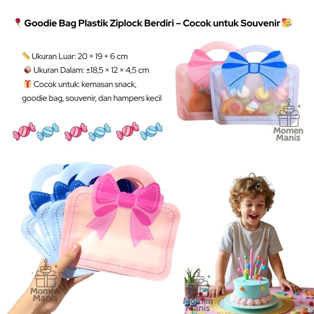 

Goodie Bag Ziplock 3D Pita Kemasan Cookies Permen Souvenir Ulang Tahun Standing Pouch