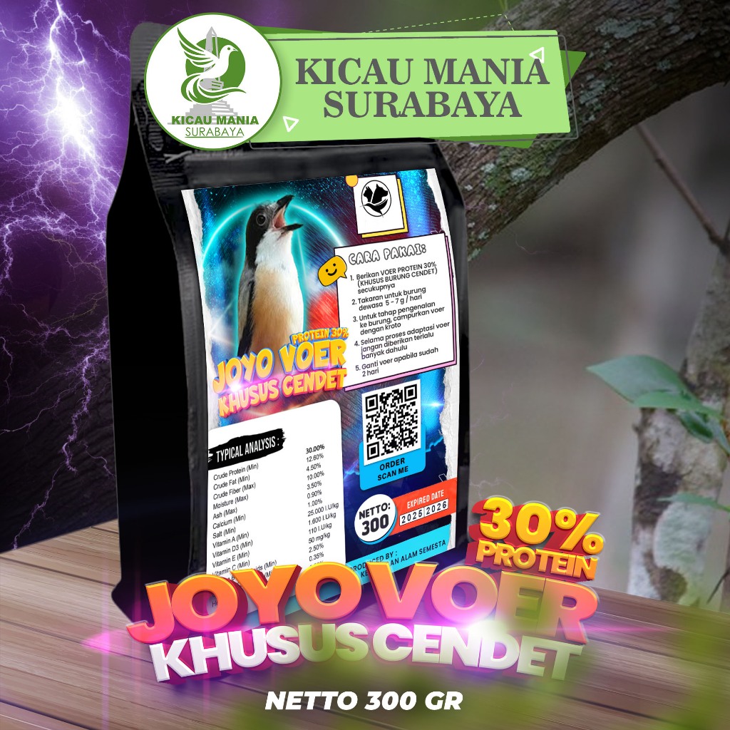 VOER BURUNG CENDET | JOYO VOER HARIAN KHUSUS CENDET | JOYO VOER CENDET PROTEIN 30% 300 GR